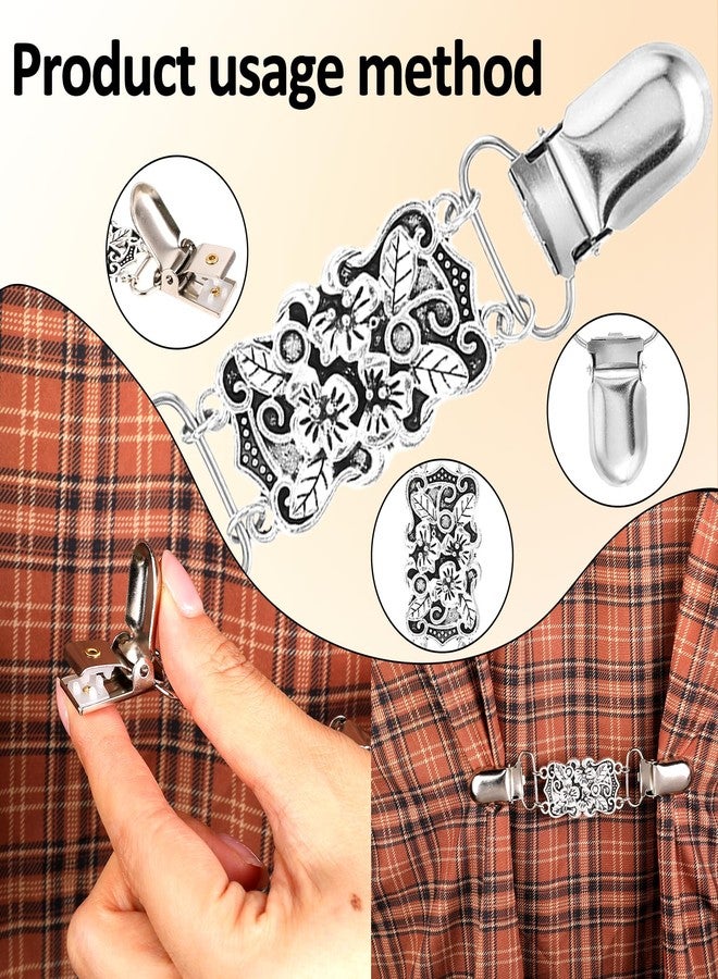 Tucnoeu 4pcs Vintage Dress Clips Waist Cincher Clips 4 Styles Sweater Dress Shirt Clip for Women Clothing,Back Cinch Dres Cincher Shawl Cardigan Brooch Clip - Image 4